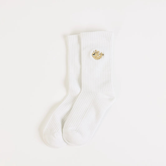 Sloth Socks | Ribbed Bamboo Socks | White Socks