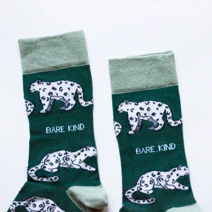 Snow Leopard Socks | Bamboo Socks | Sea Green Socks