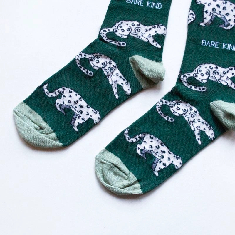 Snow Leopard Socks | Bamboo Socks | Sea Green Socks