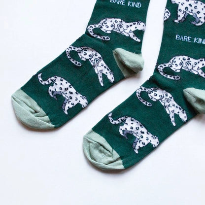 Snow Leopard Socks | Bamboo Socks | Sea Green Socks