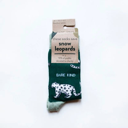Snow Leopard Socks | Bamboo Socks | Sea Green Socks