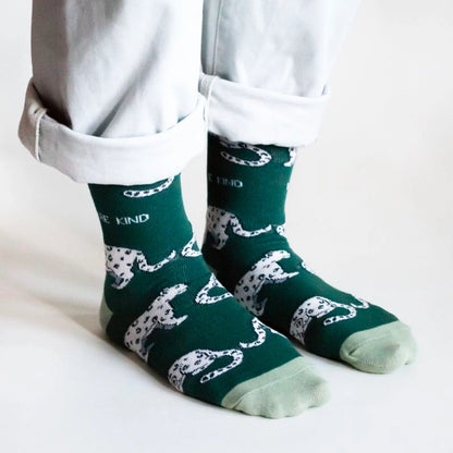 Snow Leopard Socks | Bamboo Socks | Sea Green Socks