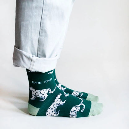 Snow Leopard Socks | Bamboo Socks | Sea Green Socks