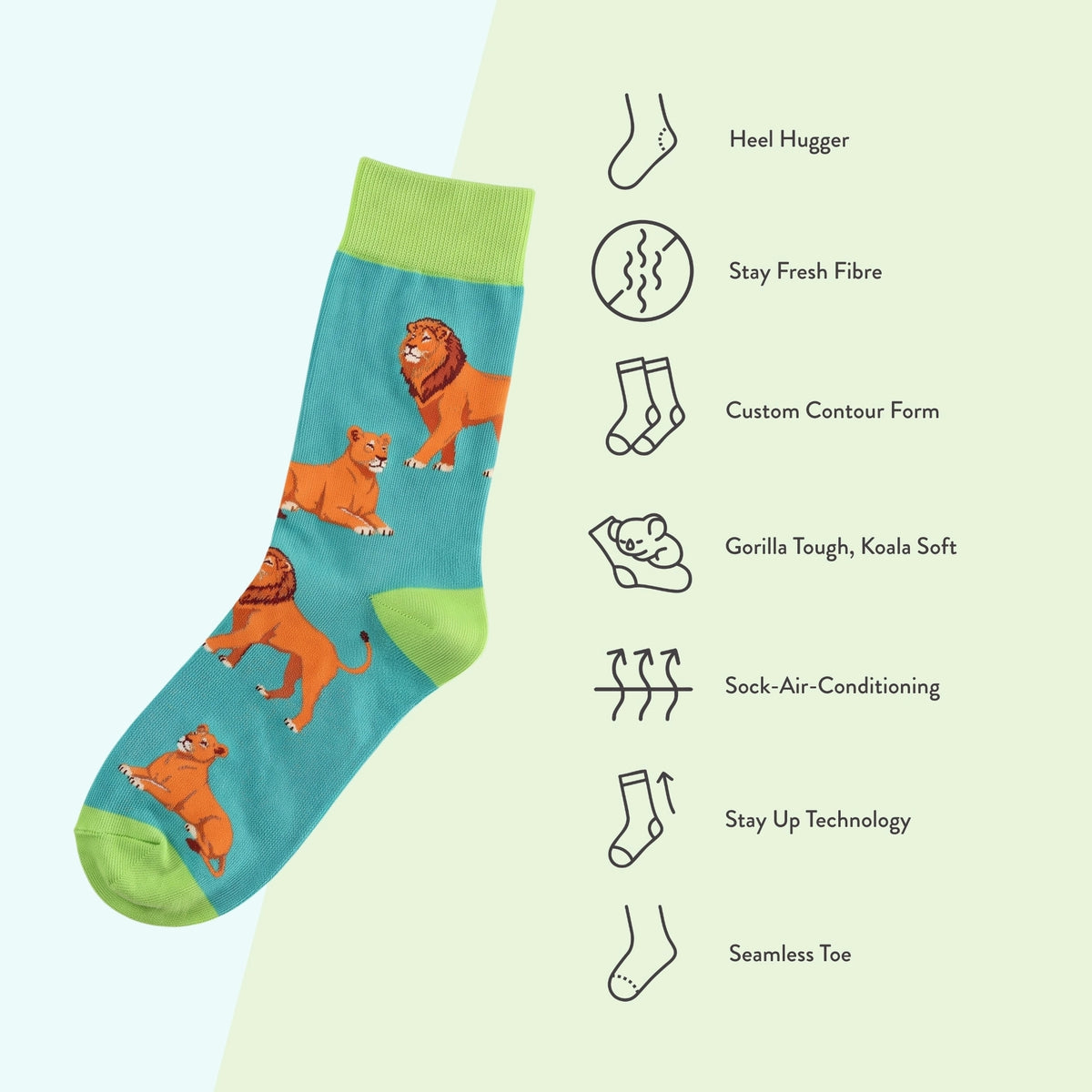 Asiatic Lion Socks | Bamboo Socks | Blue Socks