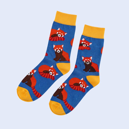 Red Panda Socks | Bamboo Socks | Blue Socks