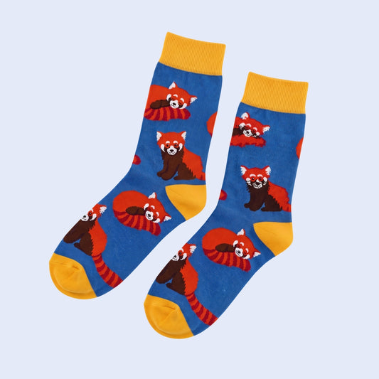 Red Panda Socks | Bamboo Socks | Blue Socks