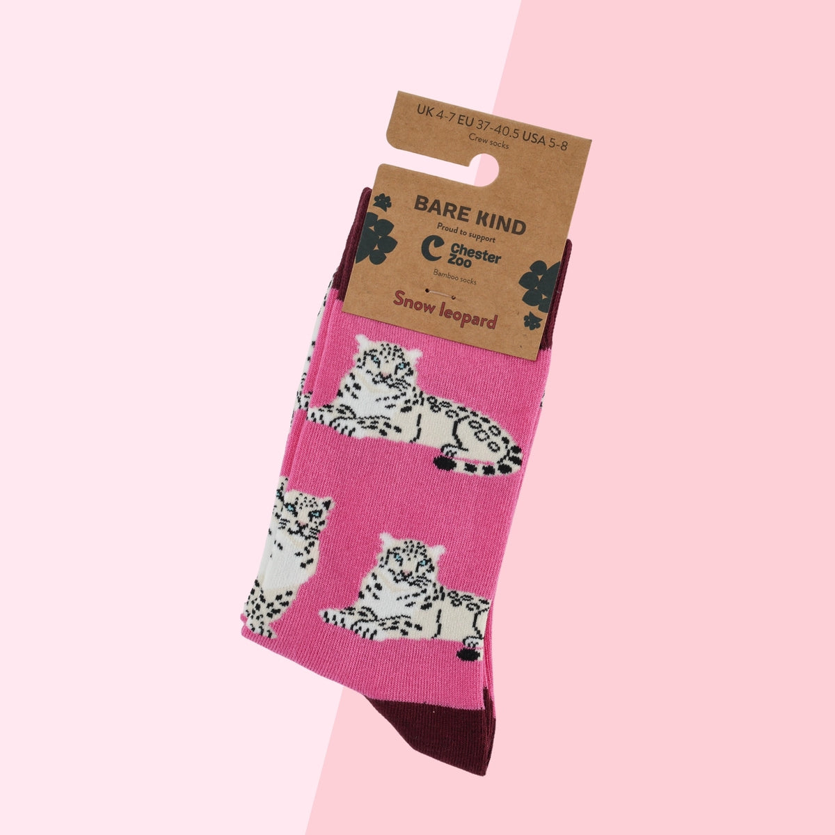 Snow Leopard Socks | Bamboo Socks | Pink Socks