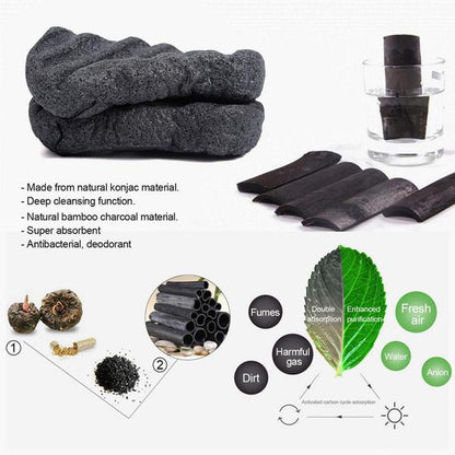 Konjac Bamboo Charcoal Facial Cleansing Sponge
