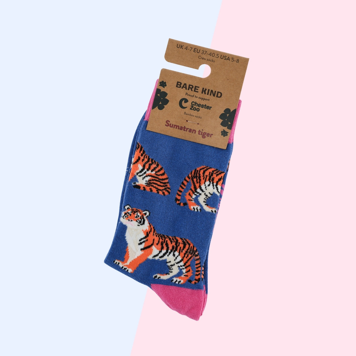 Sumatran Tiger Bamboo Socks | Blue | Bare Kind