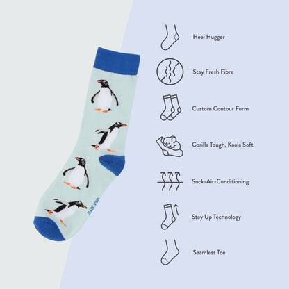 Gentoo Penguin Bamboo Socks | Blue | Bare Kind