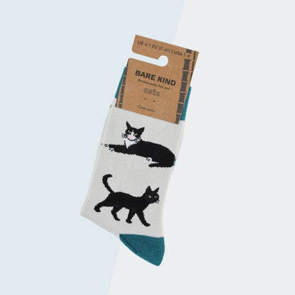 Cat Socks | Bamboo Socks | Grey & Blue Socks