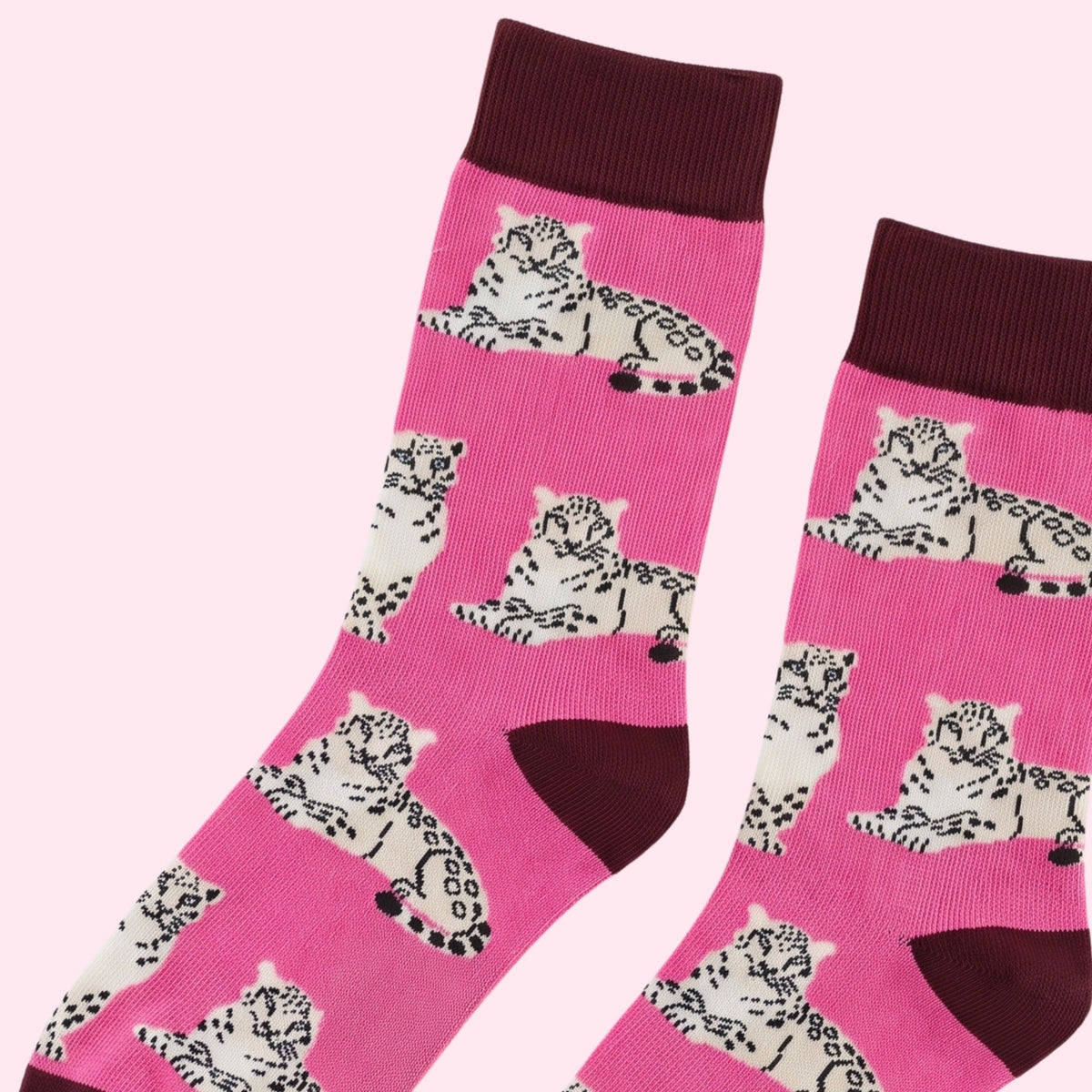 Snow Leopard Socks | Bamboo Socks | Pink Socks