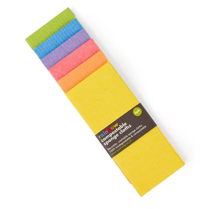 Compostable Sponge Cleaning Cloths | Rainbow 6-Pack