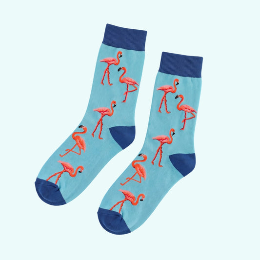 Caribbean Flamingo | Bamboo Socks | Blue Socks