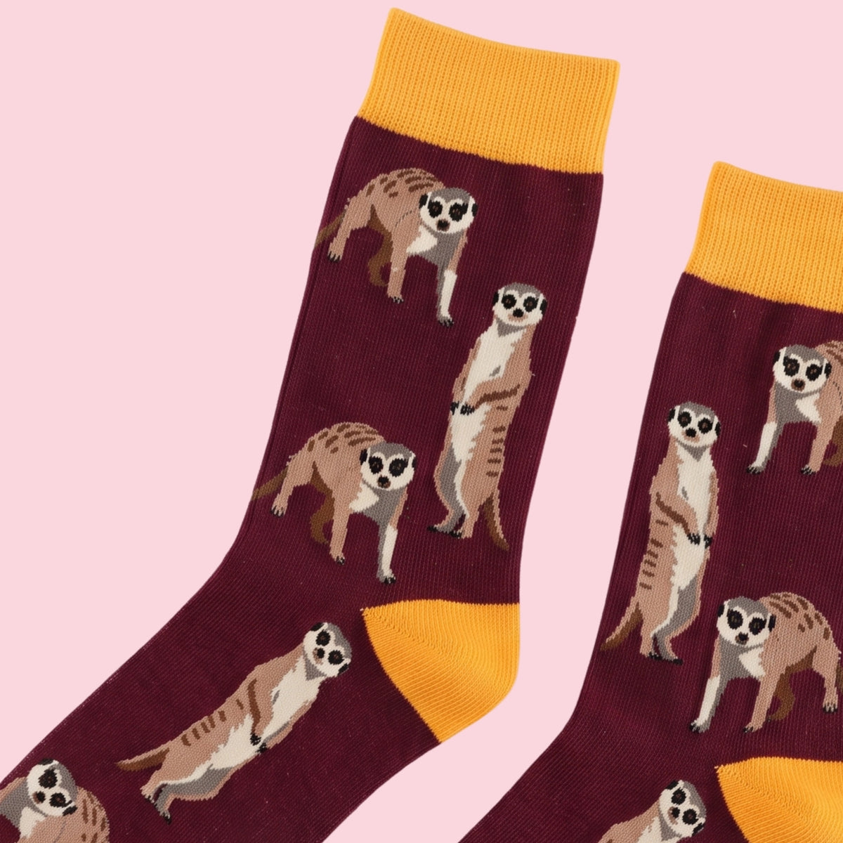 Meerkat Socks | Bamboo Socks | Burgundy Socks