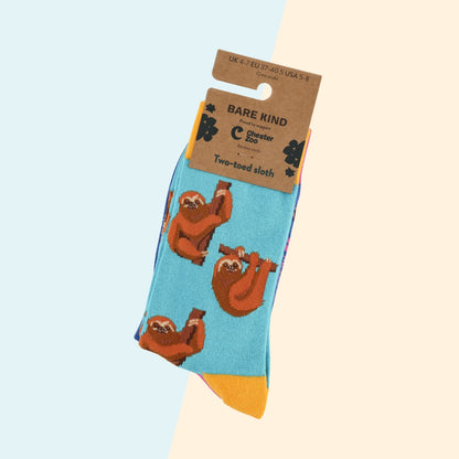 Two-Toed Sloth Bamboo Socks | Blue | Bare Kind