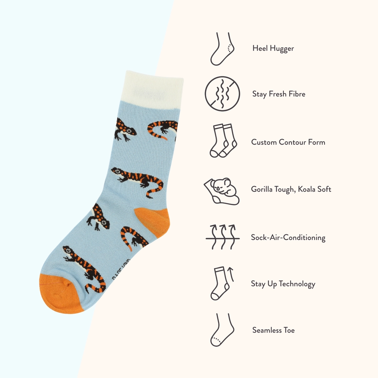 Salamander Bamboo Socks | Blue Socks