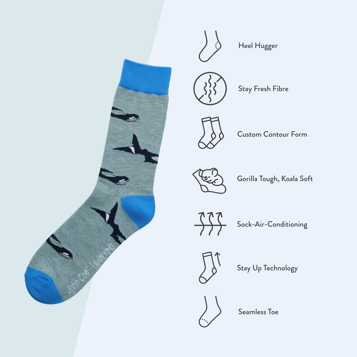 Orca Socks | Luxury Grey Bamboo Socks UK