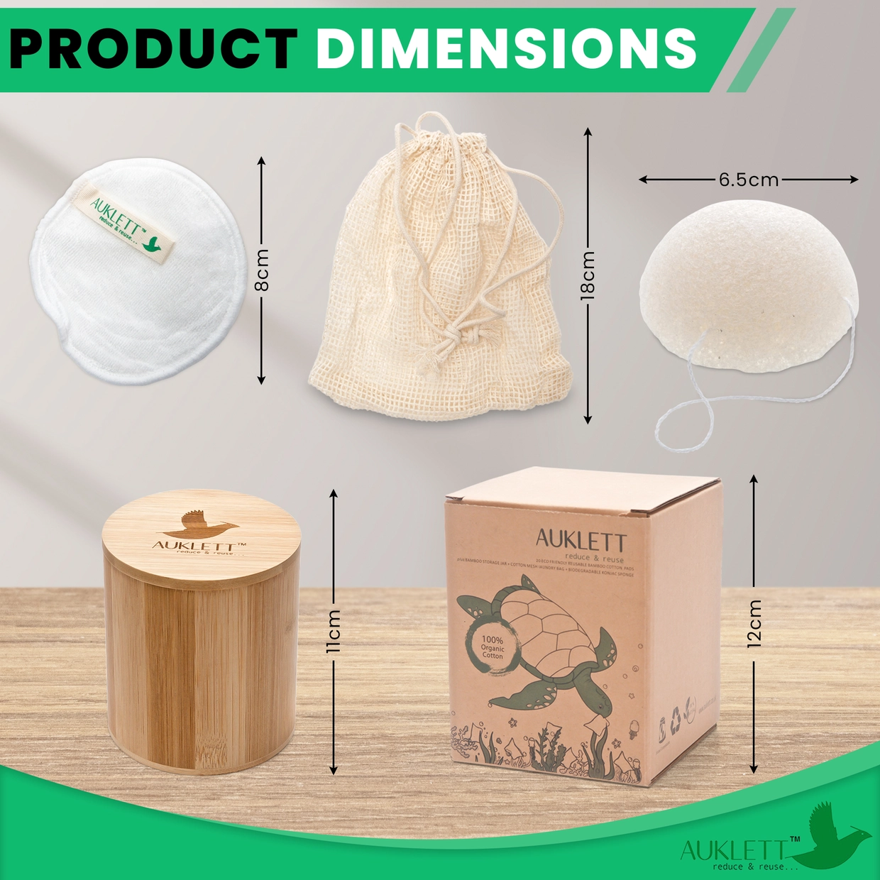 Reusable Bamboo Cotton Pads with Storage Tub and Konjac Sponge