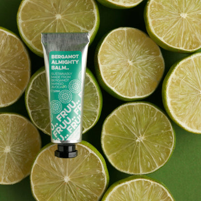 FRUU Bergamot Almighty Balm 18g in recyclable aluminium tube with bergamot fruit oil, handcrafted in London