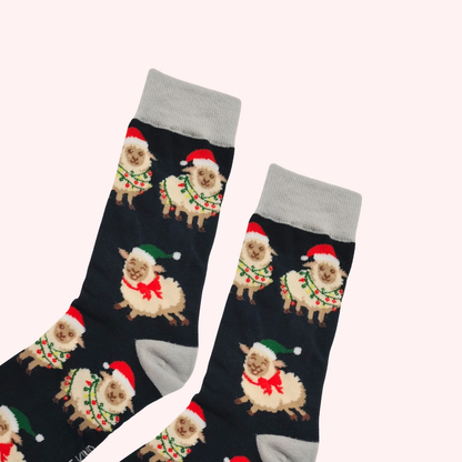 Christmas Sheep Socks | Festive Green Bamboo Socks UK