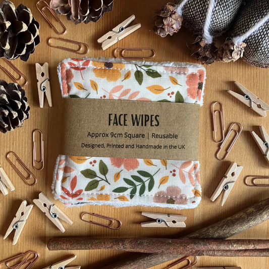 Reusable Face Wipes Autumnal Floral Pattern