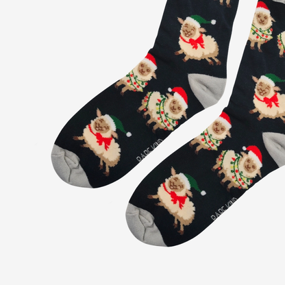 Christmas Sheep Socks | Festive Green Bamboo Socks UK