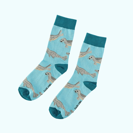 Seal Bamboo Socks | Ocean Blue Wildlife Socks