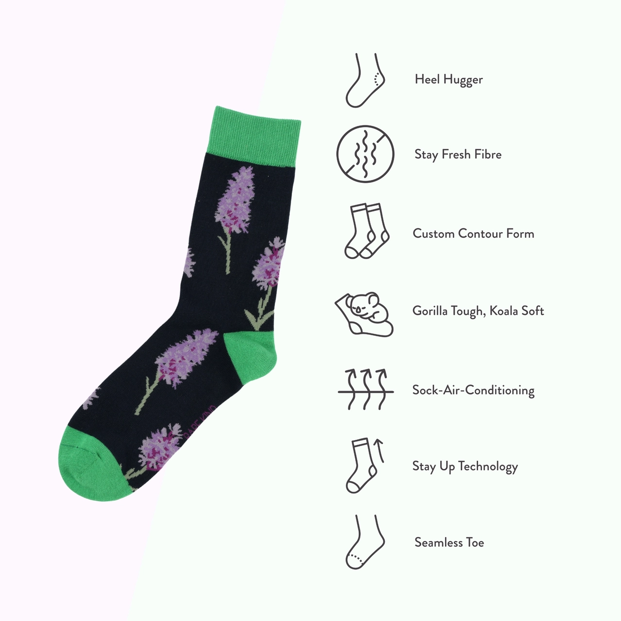 Orchid Bamboo Socks | Black Socks