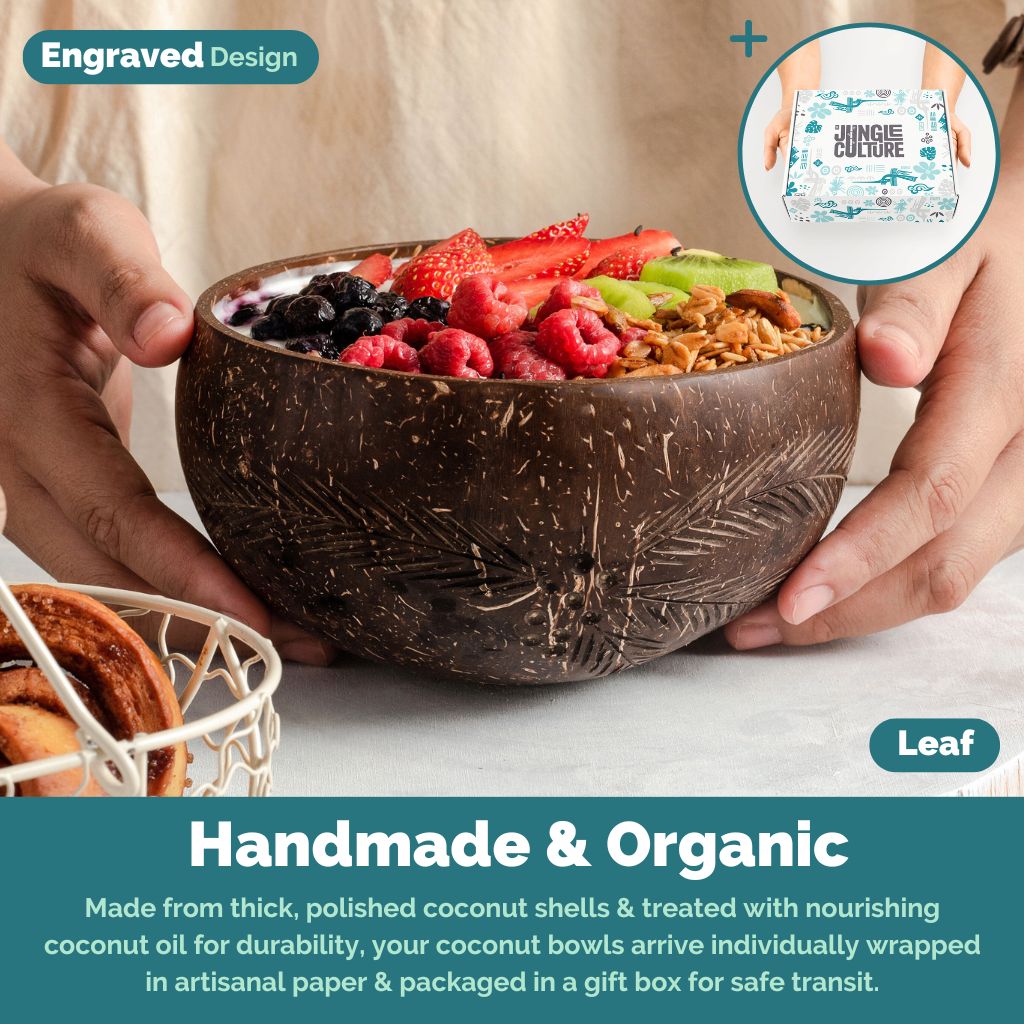 Coconut Bowls - Jumbo Bowl & Spoon Combo (Leaf)