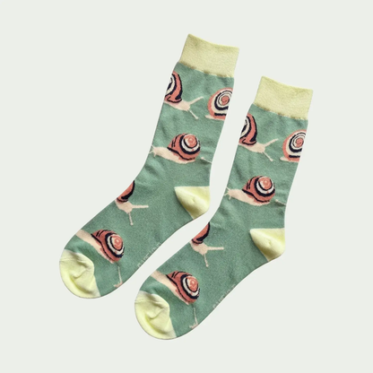 Snail Socks | Charming Green Bamboo Socks UK