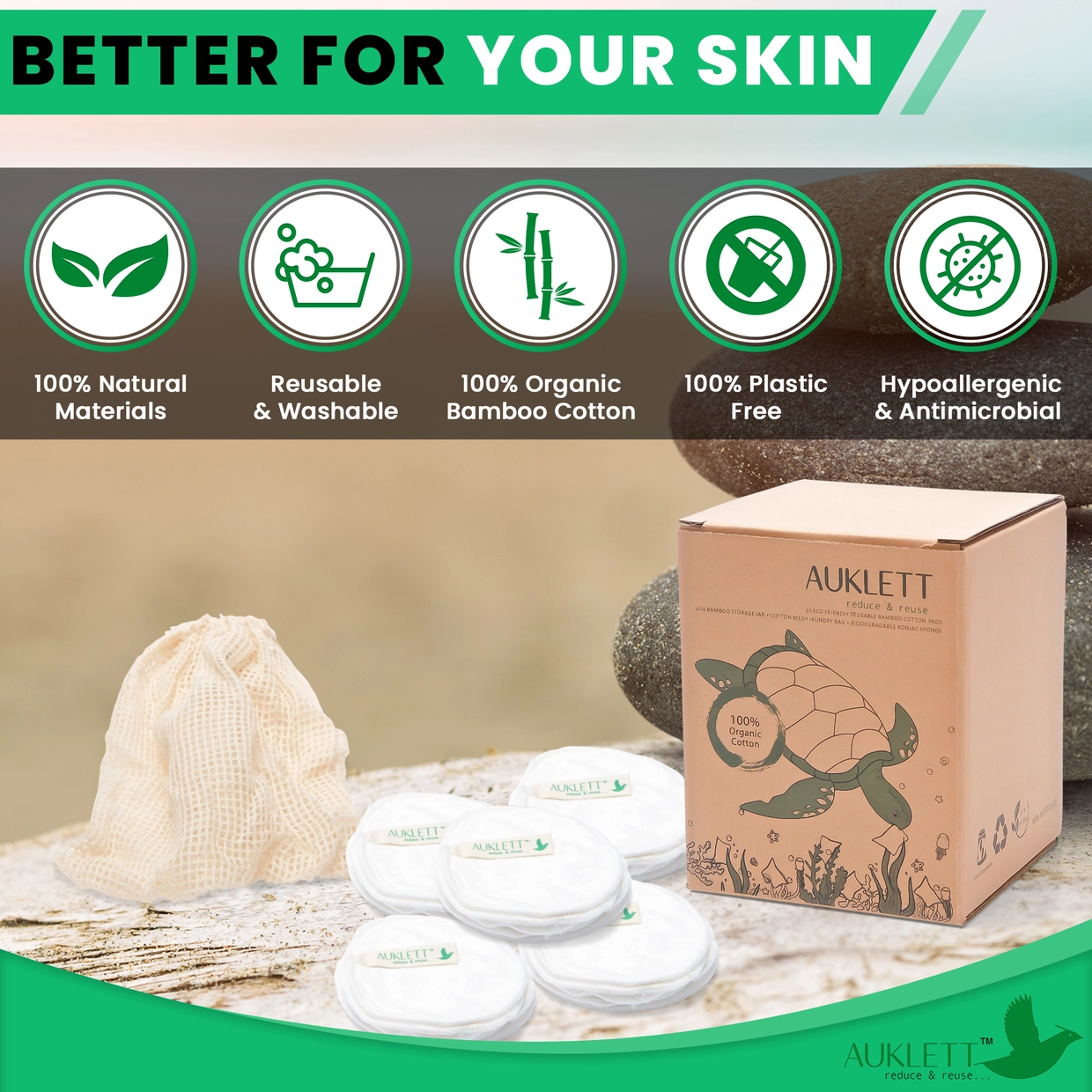 Reusable Bamboo Makeup Remover Pads White