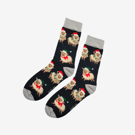 Christmas Sheep Socks | Festive Green Bamboo Socks UK