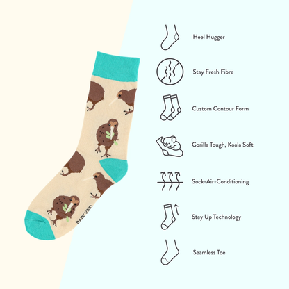 Kiwi Bamboo Socks | White New Zealand Bird Socks