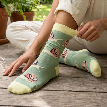 Snail Socks | Charming Green Bamboo Socks UK