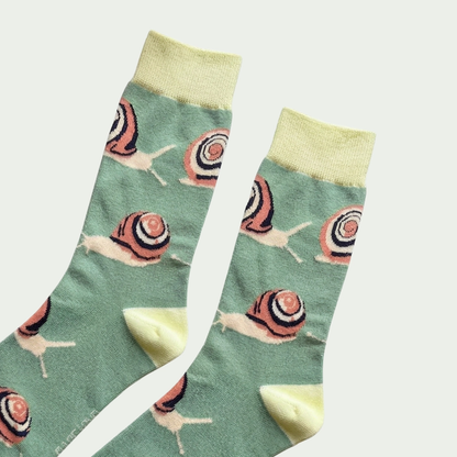 Snail Socks | Charming Green Bamboo Socks UK