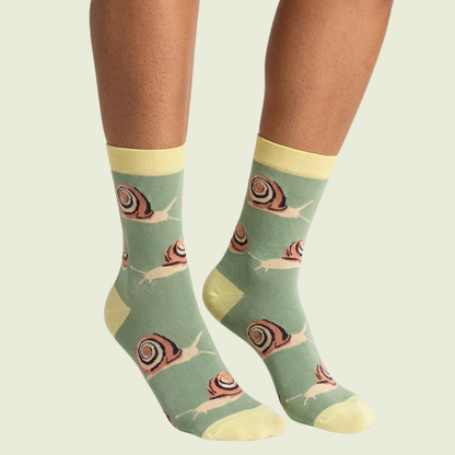 Snail Socks | Charming Green Bamboo Socks UK
