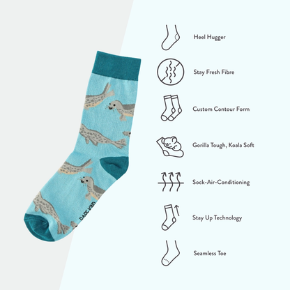 Seal Bamboo Socks | Ocean Blue Wildlife Socks