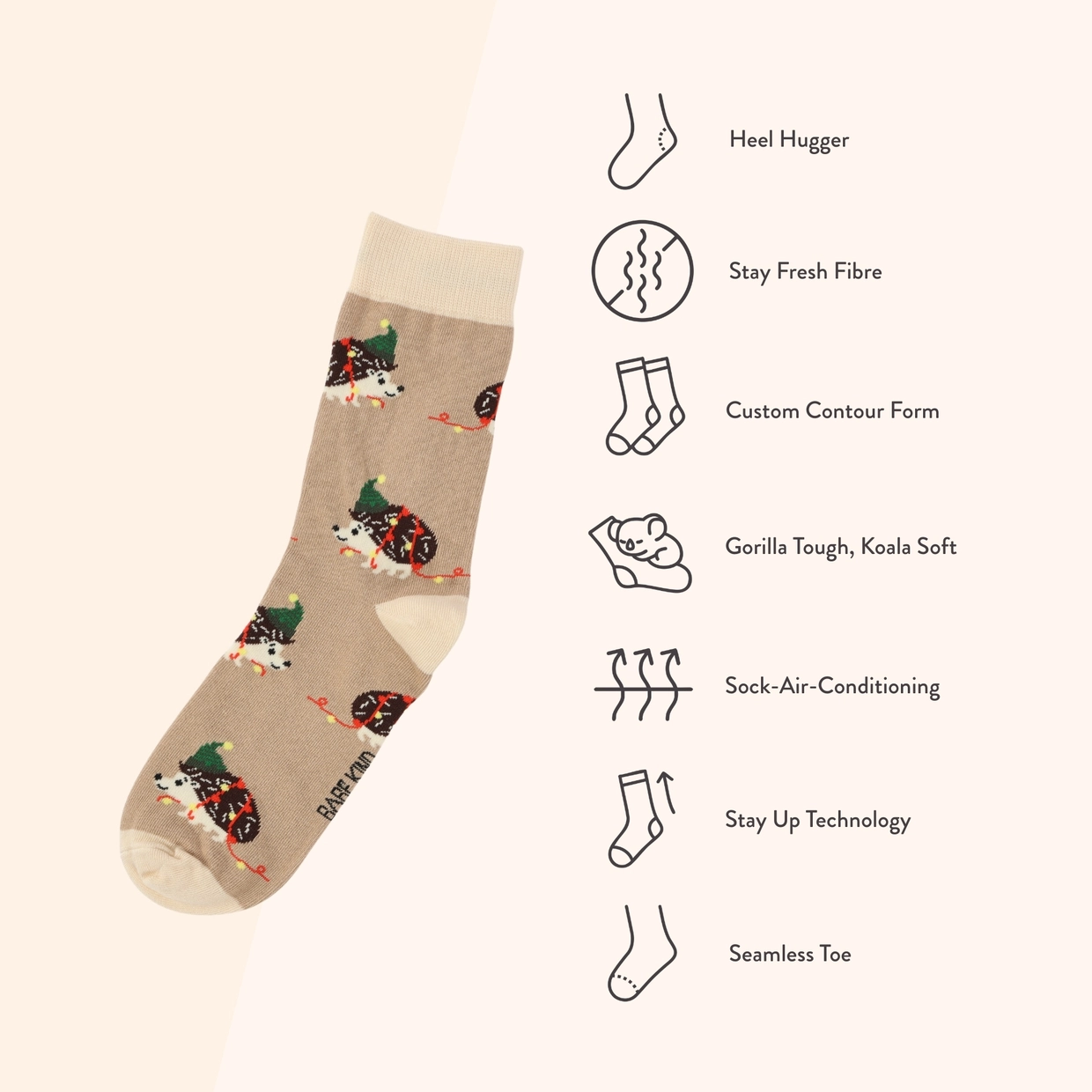 Christmas Hedgehog Socks | Festive Bamboo Socks UK