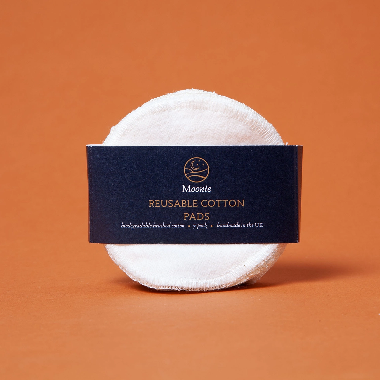 Reusable brushed cotton cleansing pads pack of 7 by Moonie, made in the UK