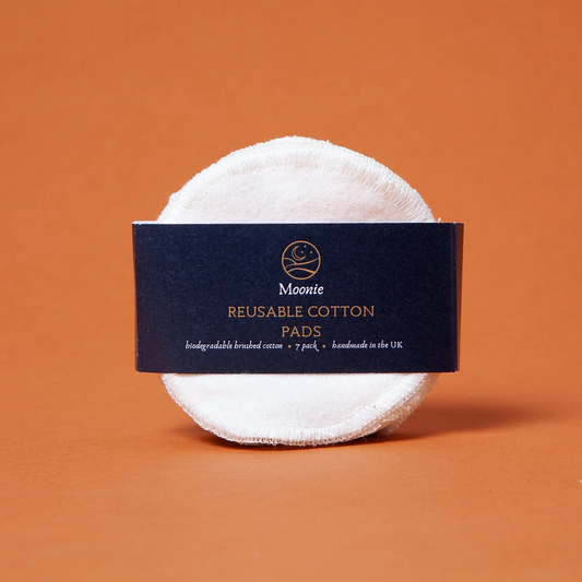 Reusable brushed cotton cleansing pads pack of 7 by Moonie, made in the UK