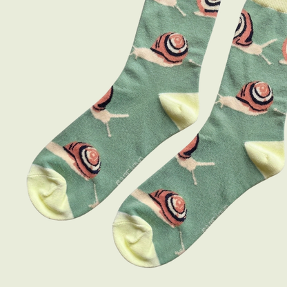Snail Socks | Charming Green Bamboo Socks UK